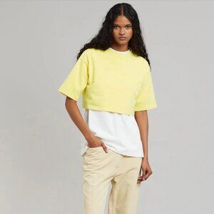 NWT The Frankie Shop Karina Cropped T-Shirt in neon yellow